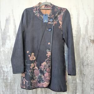 Radzoli NWT Poncho Coatigan SweaterFaux Suede Women's Medium (Fits Large)